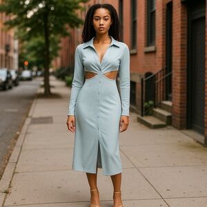 ✨ Le Lis Pale Blue Cutout Midi Dress -  Size Small NWT ✨